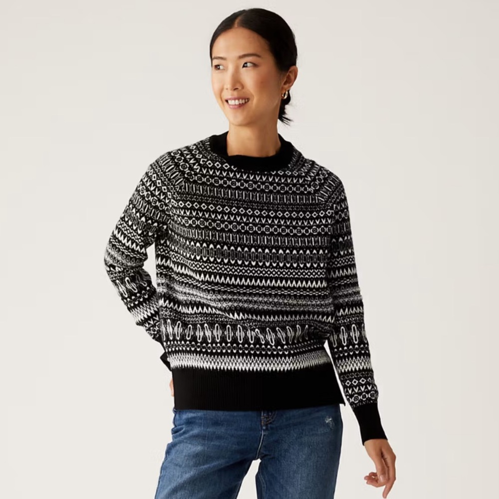 Marks & Spencer Black and White Fair Isle Sweater